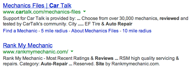 automotive repair reviews