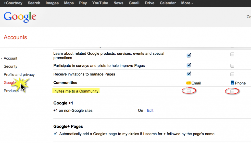 Disable Google+ Communities Notifications