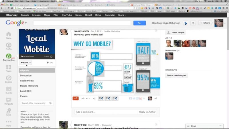 Google Plus Communities interface for professional networking