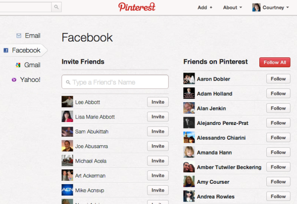 pinterest follow friends