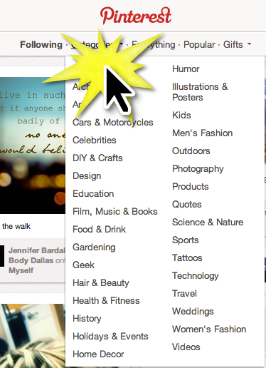 pinterest categories