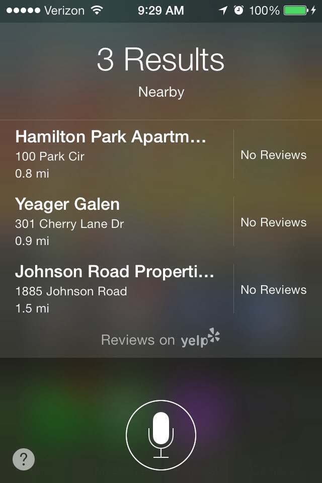 Siri voice search results