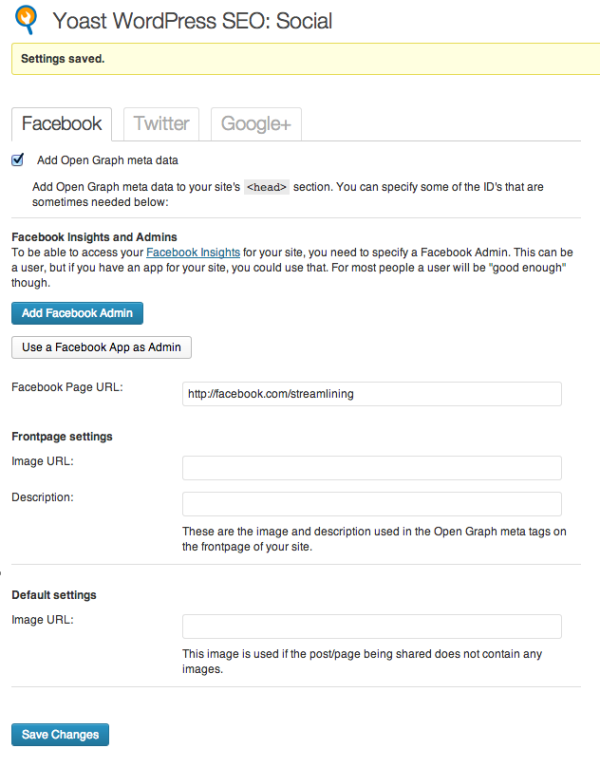 WordPress SEO Social Media Meta Data Settings