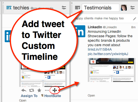 add tweet to twitter custom timeline