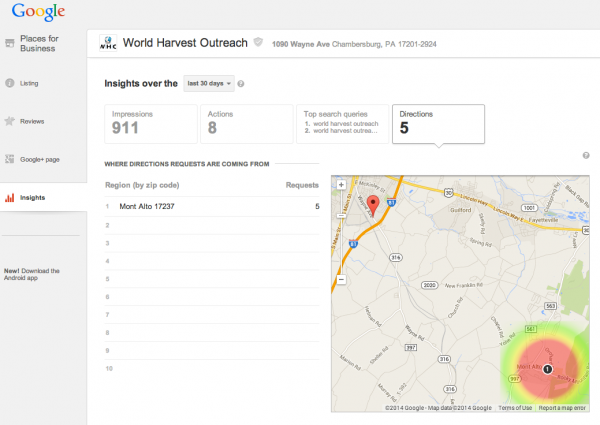 google places insights navigation