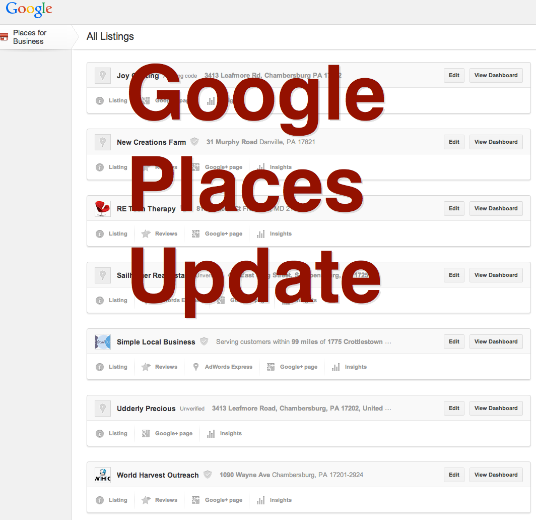 Google Places Dashboard Updates