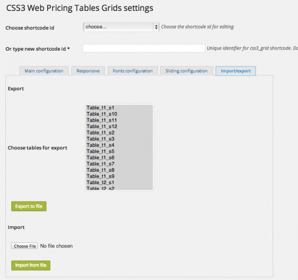 CSS Web Pricing Import Export