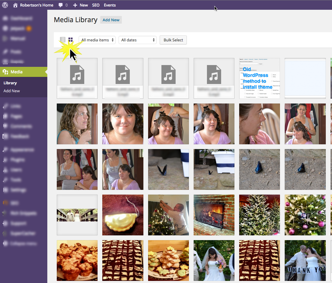 WordPress Media Library List and Grid View